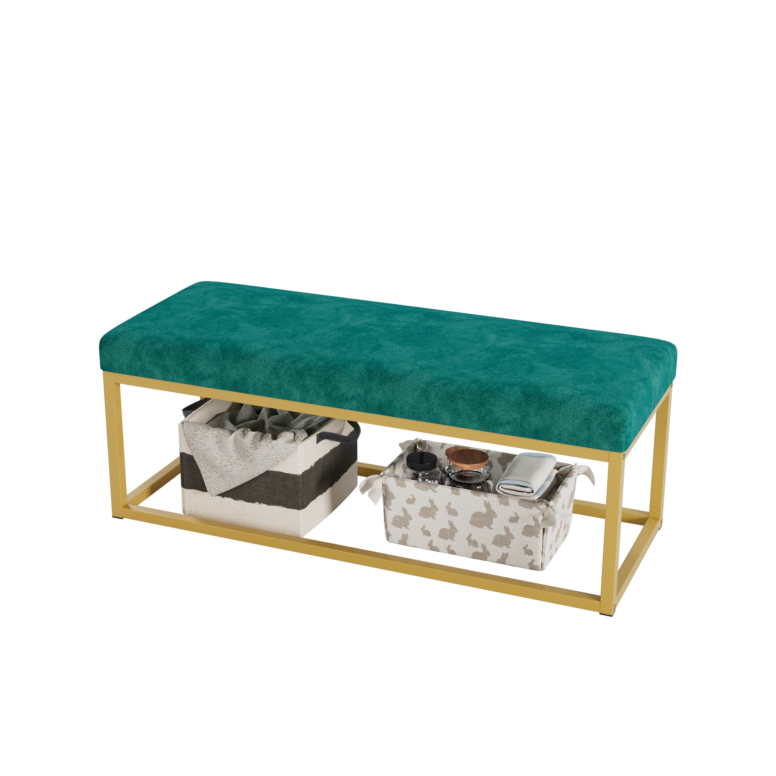 Mid-Century Upholstered Entryway Bench