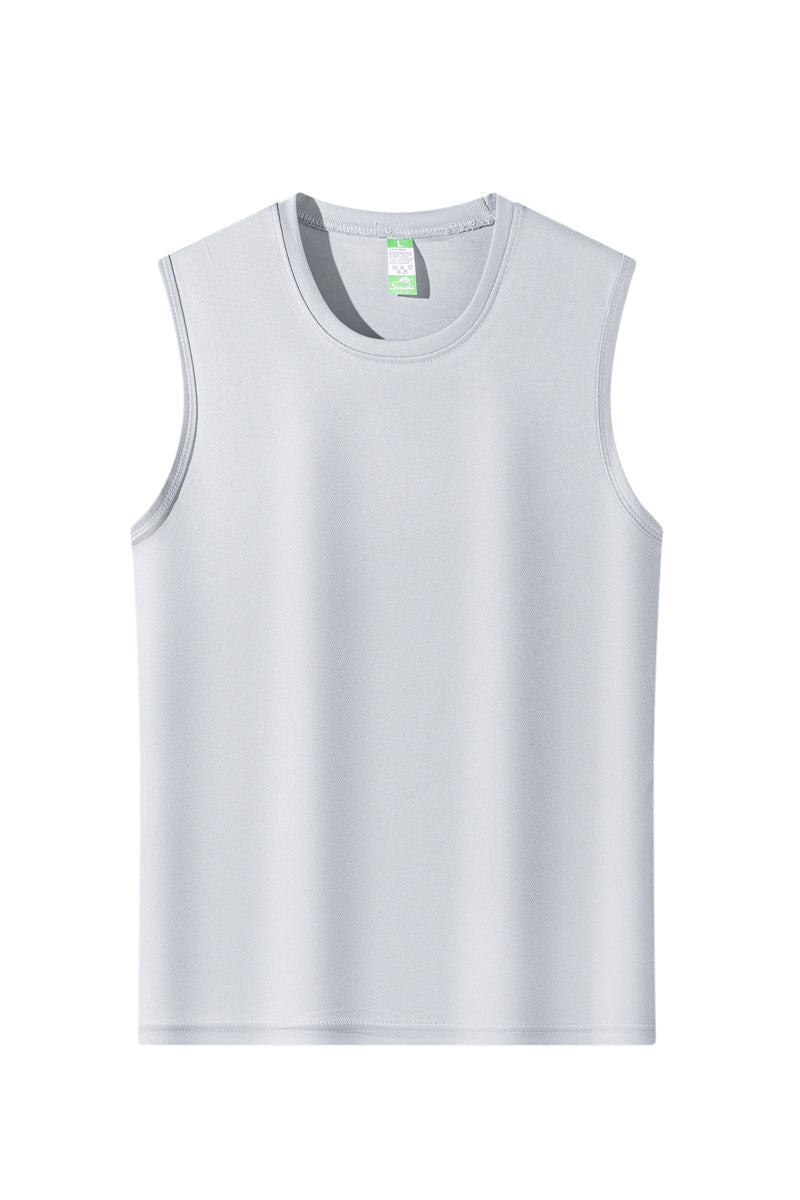 Men's Summer Thin Ice Silk Tank Top, Cool Sensation Breathable Quick Dry Sleeveless T-Shirt, Casual Athletic Workout Tops