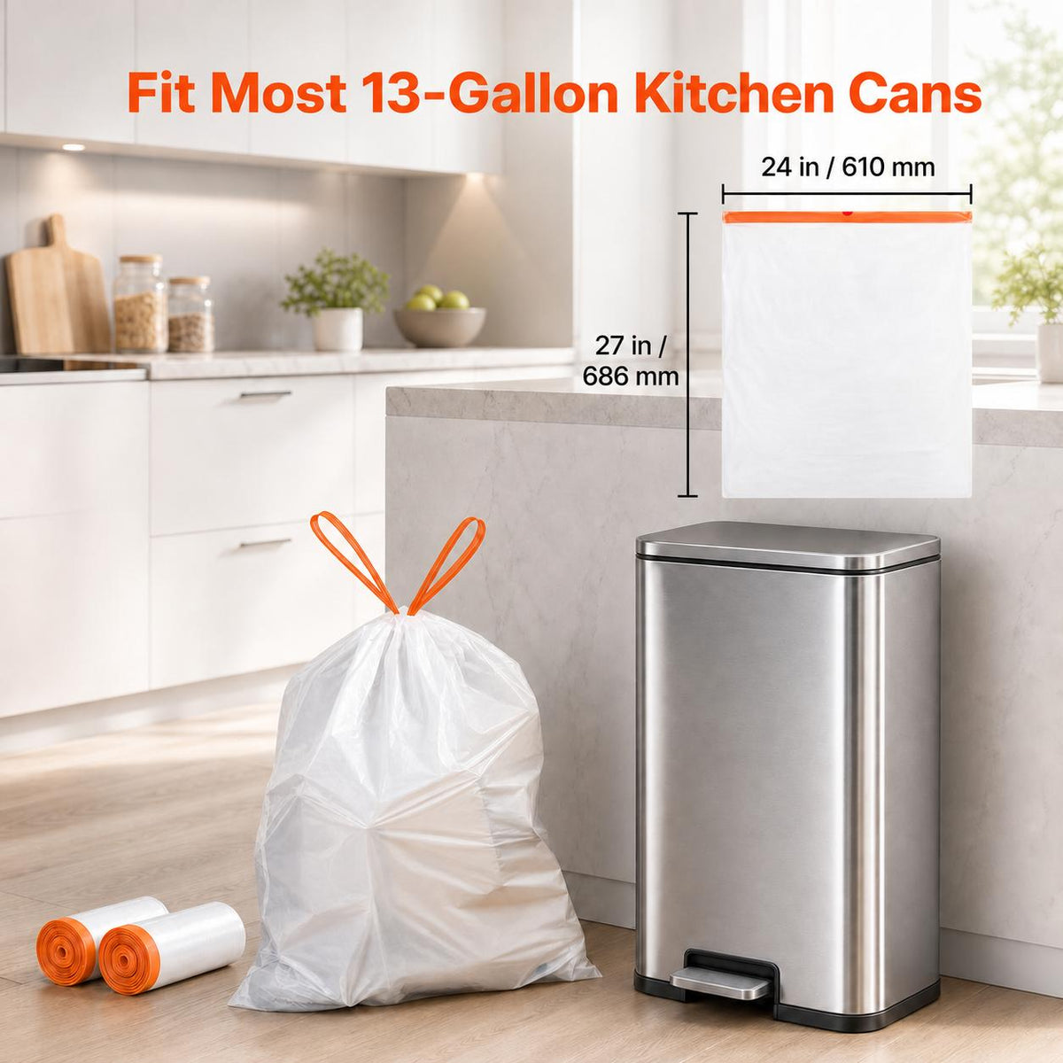 13 gallon drawstring trash bags - view 6