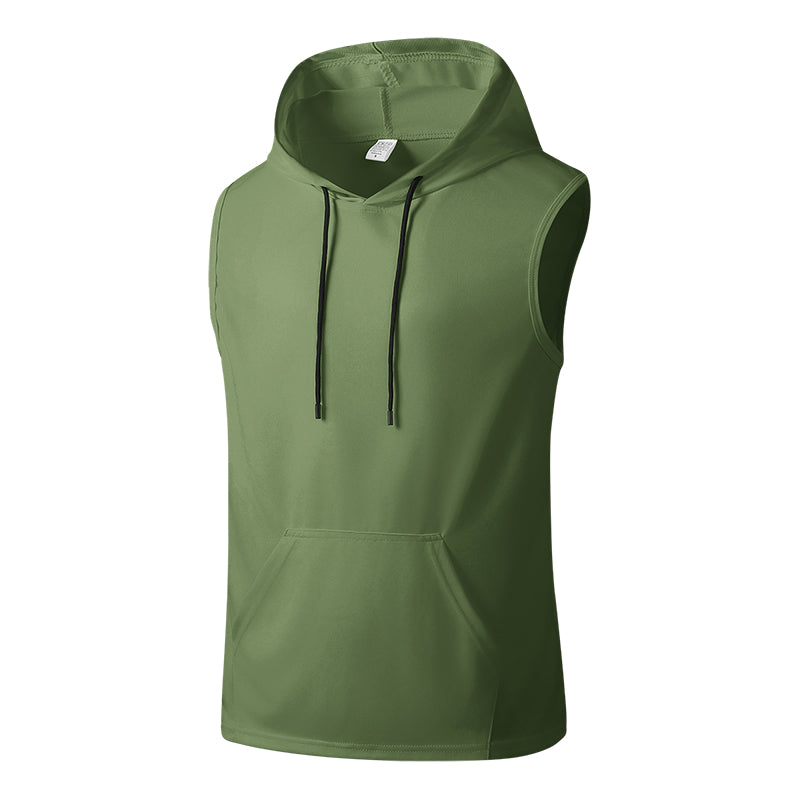 Men's New Summer Hooded Tank Top, Trendy Loose Fit Sleeveless T-Shirt, Quick Dry Breathable Cutoff Vest for Gym Fitness Running Casual Daily Wear