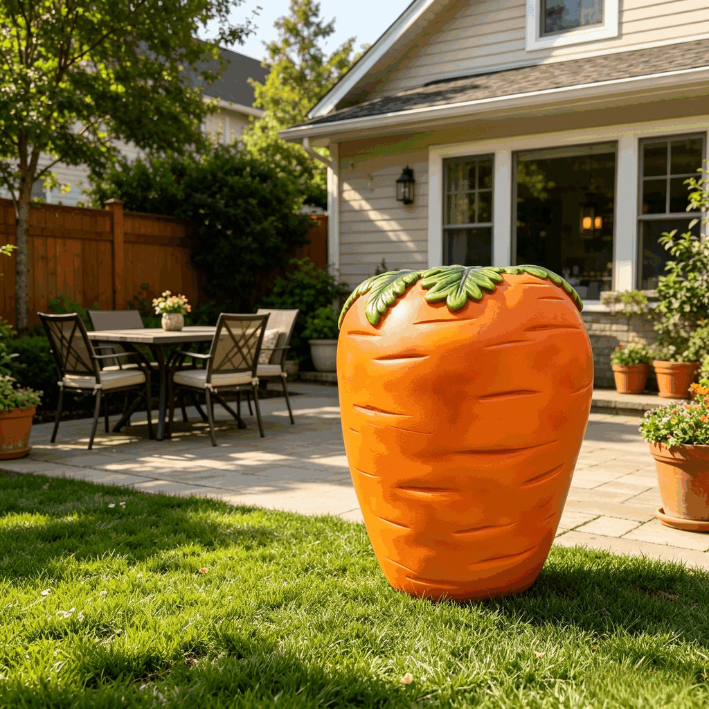16" Oversized Carrot Shaped Resin Stool, Side Table, Plant Stand