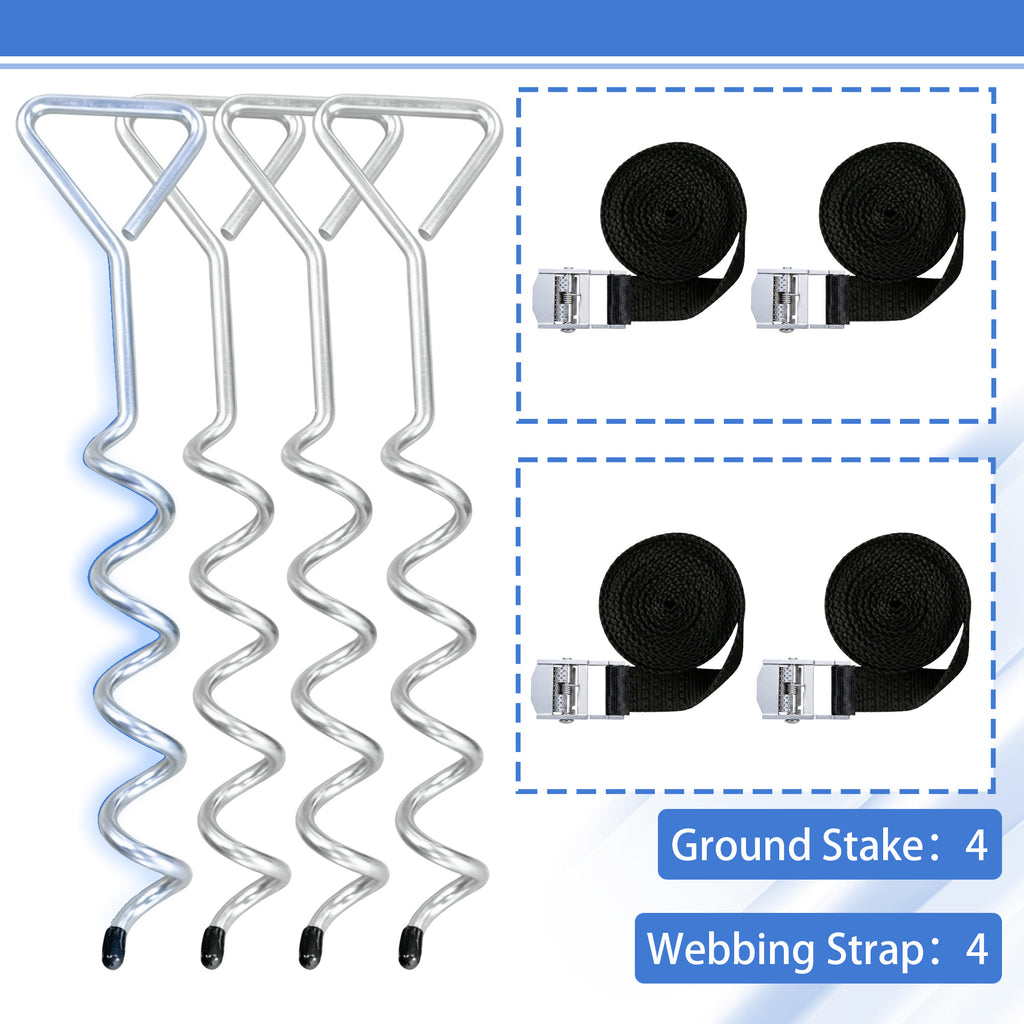 4-Pack Windproof Trampoline Stakes Anchor Kit-Steel Corkscrew Anchor – view 2