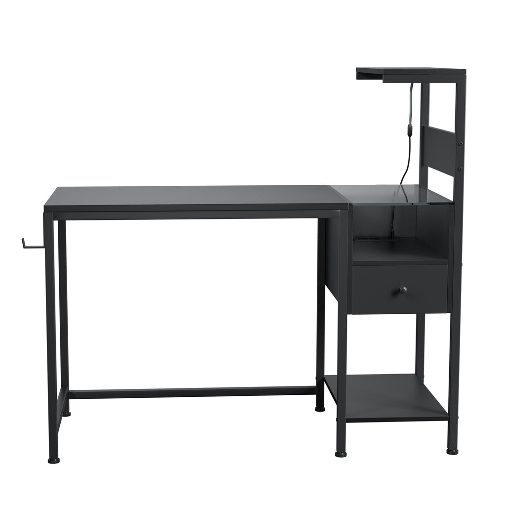 48-Inch Computer Desk with Power, Storage & LED