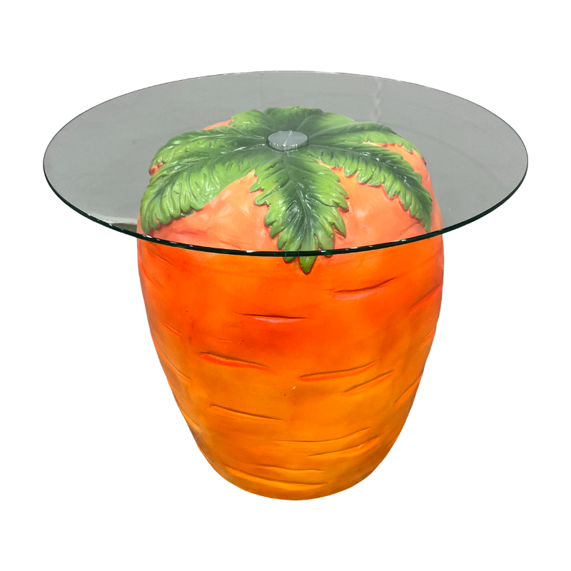 Carrot Shaped Side Table, 16'' Resin Fruit Stool with Glass Top – view 9