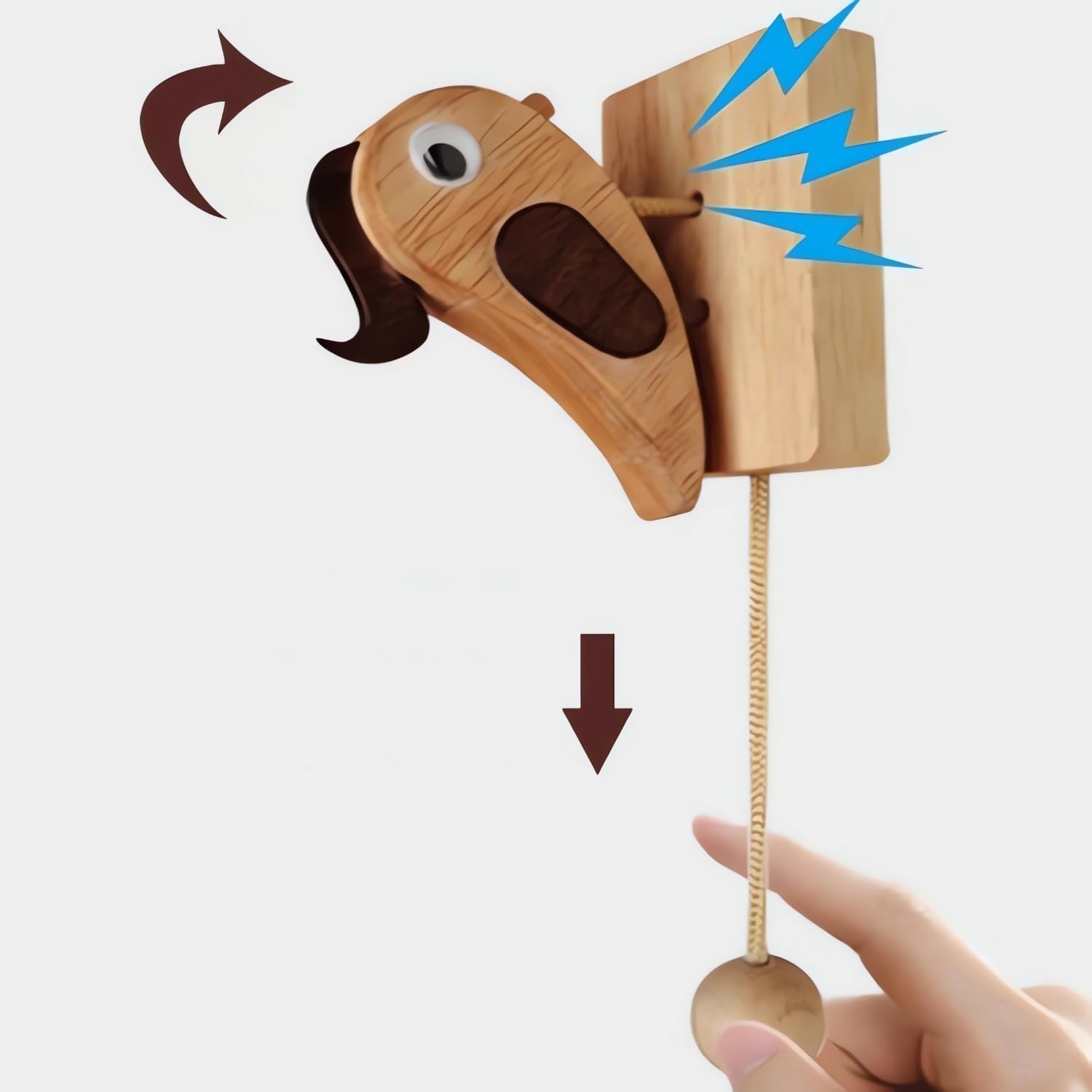 Handmade Woodpecker Door Knocker Wooden Doorbell – Creative Wooden Bird Door Knocker for Front Door, Rustic Farmhouse Home Decor, Unique Housewarming Gift