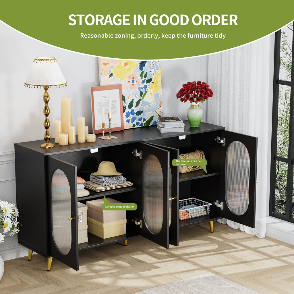 Modern Accent Sideboard Cabinet with Acrylic Doors, Freestanding Storage Cupboard Console Table for Kitchen Dining Living Room Hallway Office