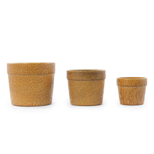 Handmade Ceramic Planter Set of 3, 15/12/9 Inch Diameter,  for Succulents & Indoor Plants, Windowsill & Bookshelf Use, Breathable Clay , Breathable Clay