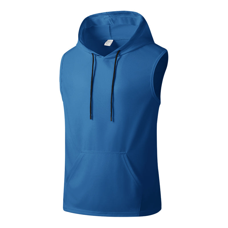Men's New Summer Hooded Tank Top, Trendy Loose Fit Sleeveless T-Shirt, Quick Dry Breathable Cutoff Vest for Gym Fitness Running Casual Daily Wear
