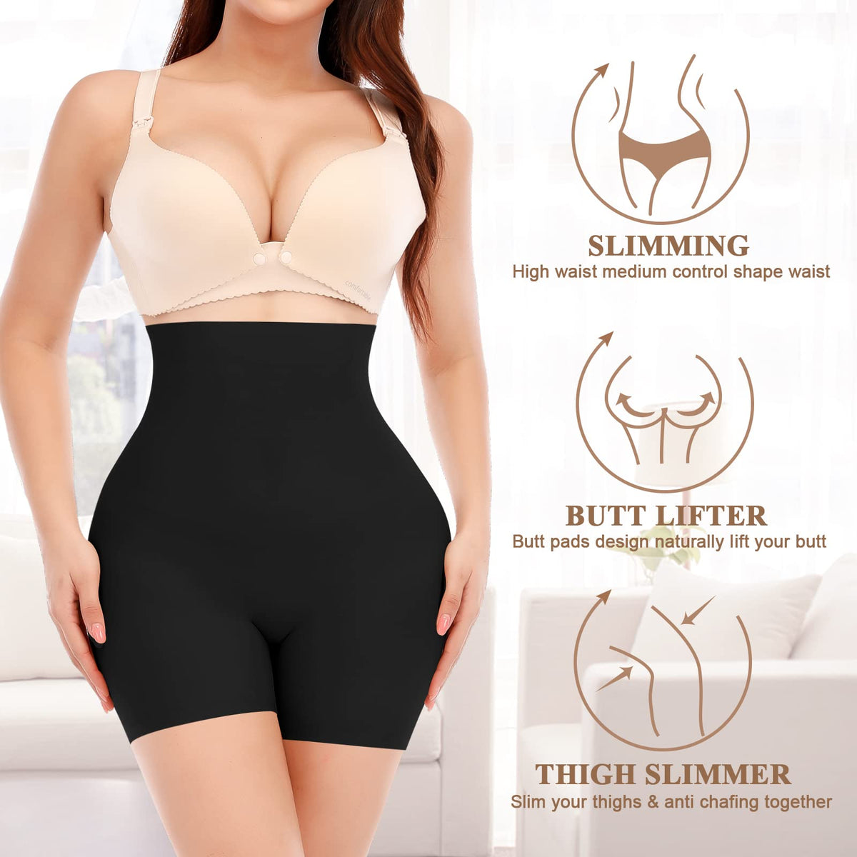womens high waist padded shaping shorts - view 6
