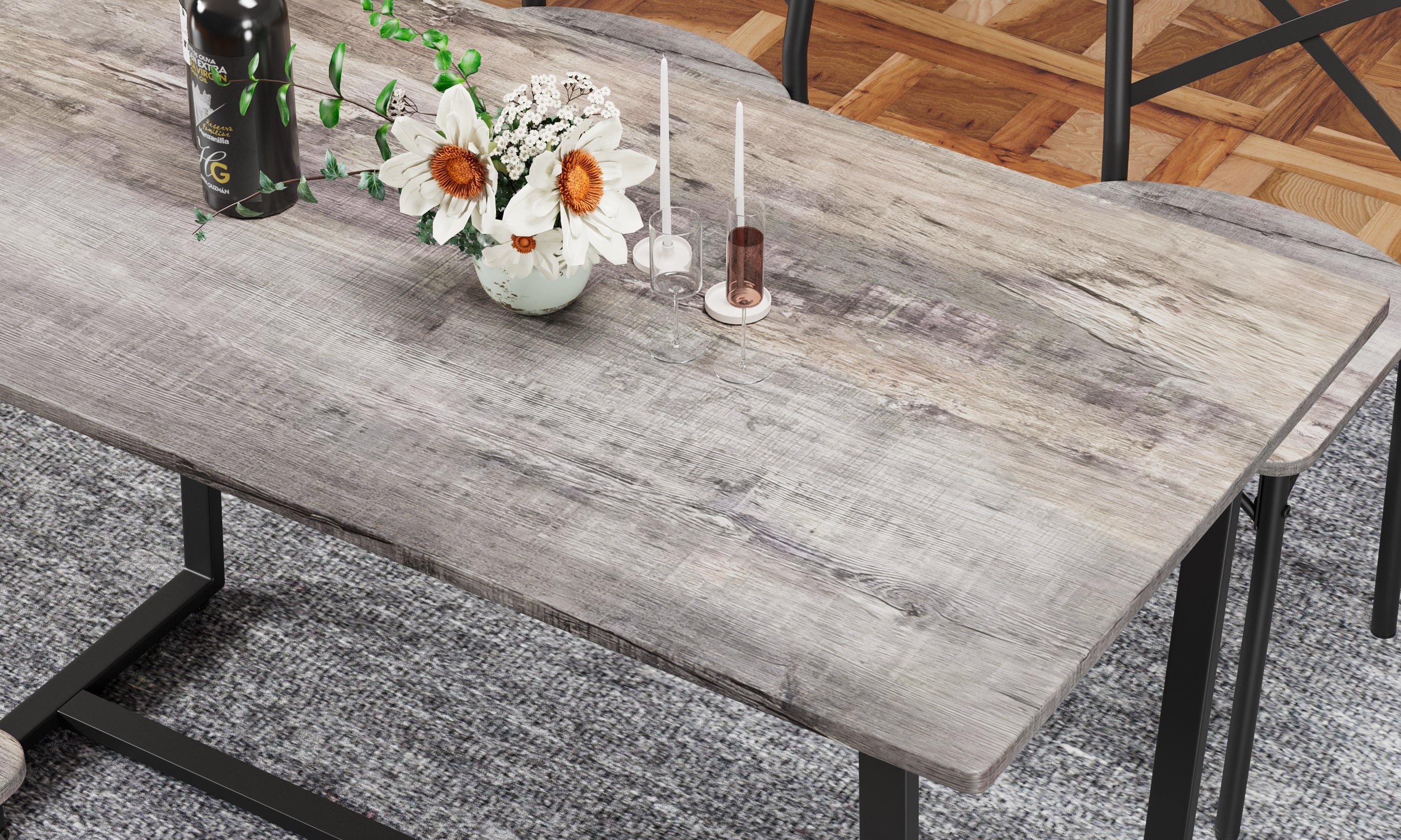 6 Pieces Dining Set 6-Piece Kitchen Table Set Perfect for Kitchen, Breakfast Nook, Living Room Occasions