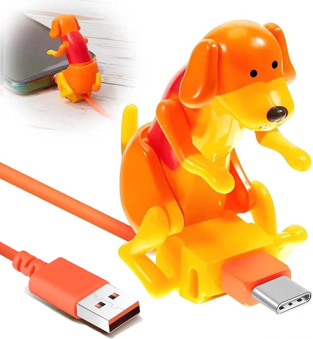 Orange funny dog charger cable with USB-C connector