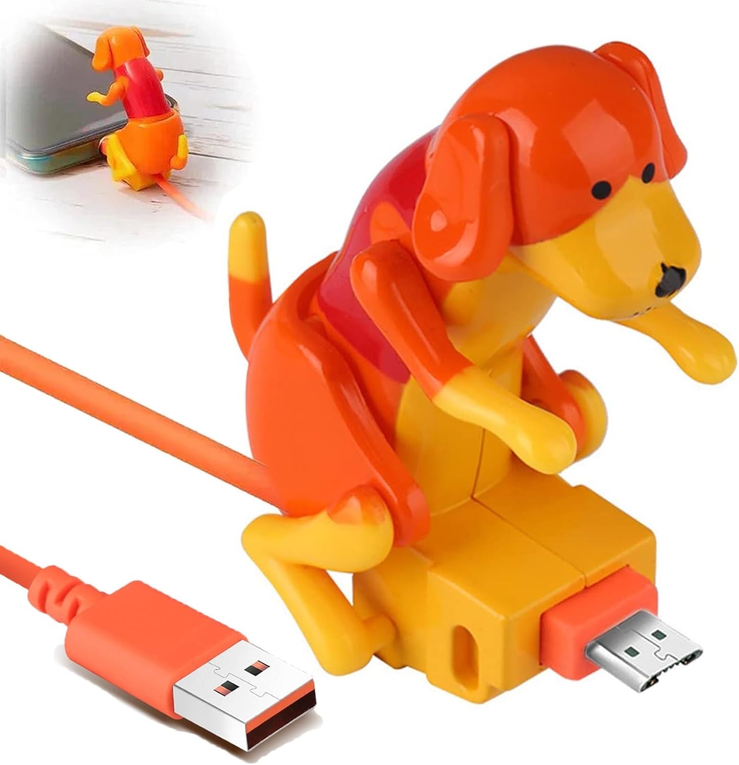 Orange funny dog charger cable with Micro-USB connector