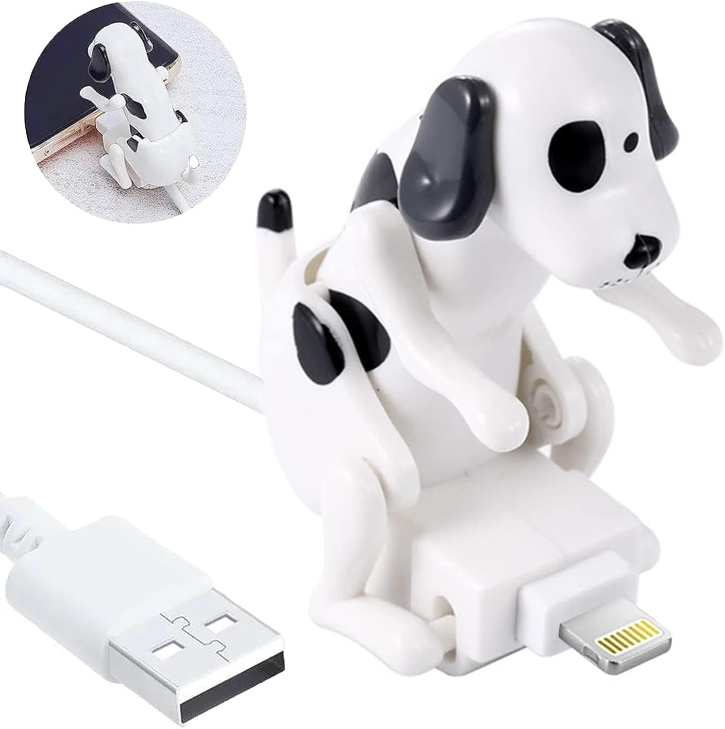 White funny dog charger cable with Lightning connector