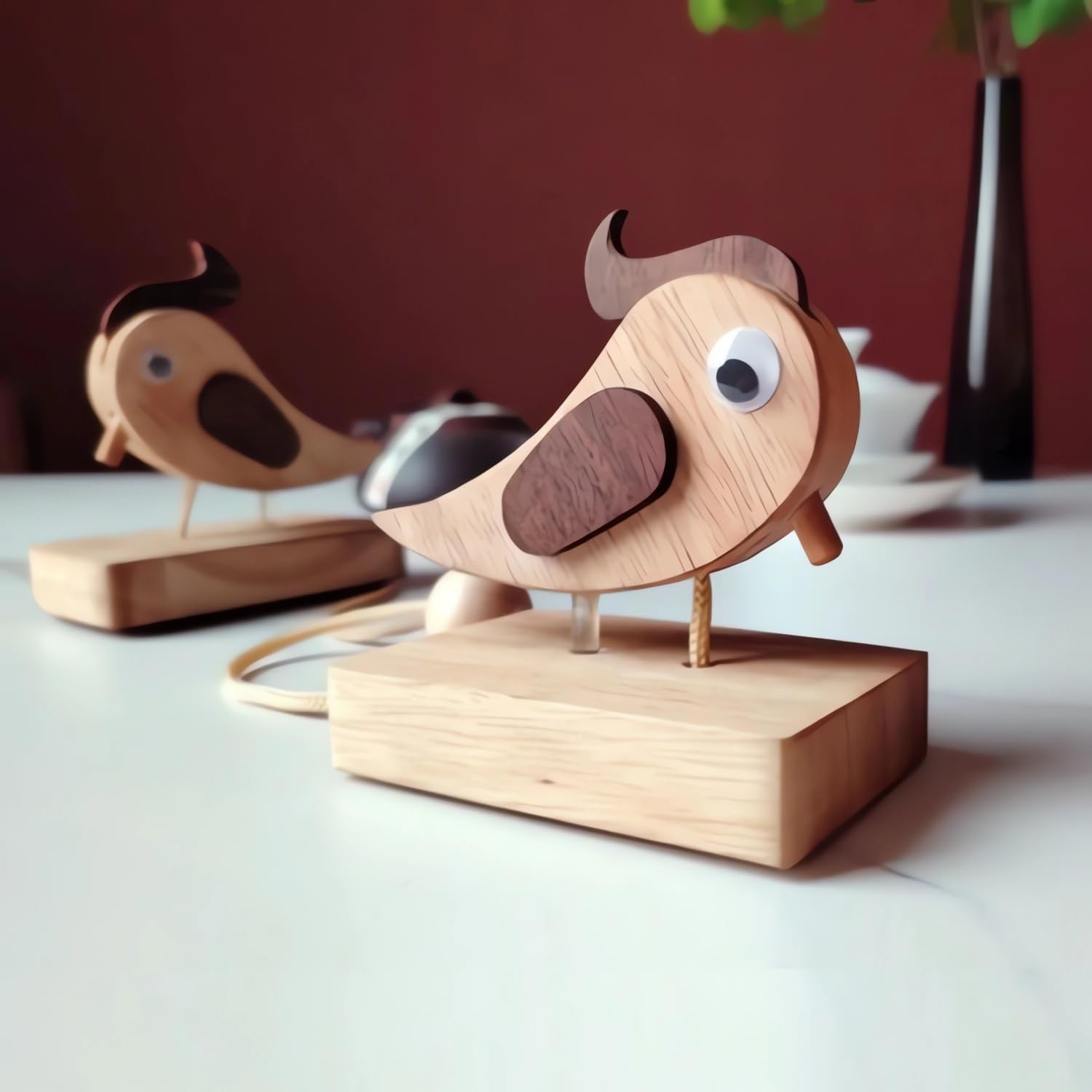 Handmade Woodpecker Door Knocker Wooden Doorbell – Creative Wooden Bird Door Knocker for Front Door, Rustic Farmhouse Home Decor, Unique Housewarming Gift