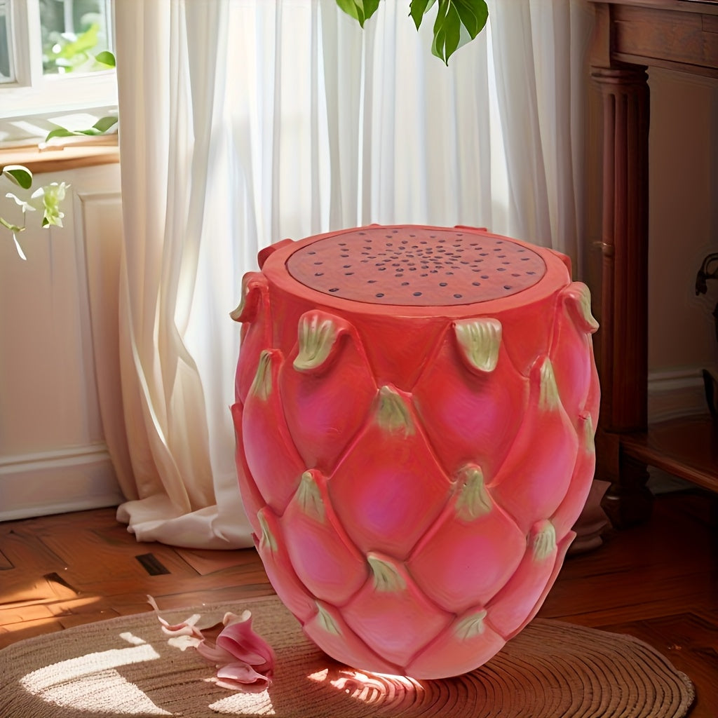 13.4" Oversized Resin Dragon Fruit Stool, Multi-Purpose Side Table & Plant Stand – view 4