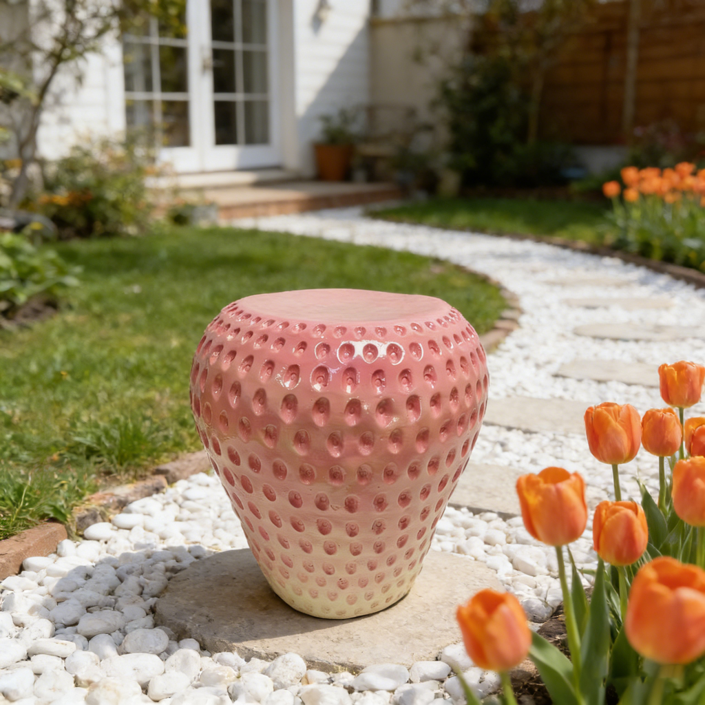 Strawberry Fruit Stool, 13.4" Oversized Resin Stool, Side Table – view 8