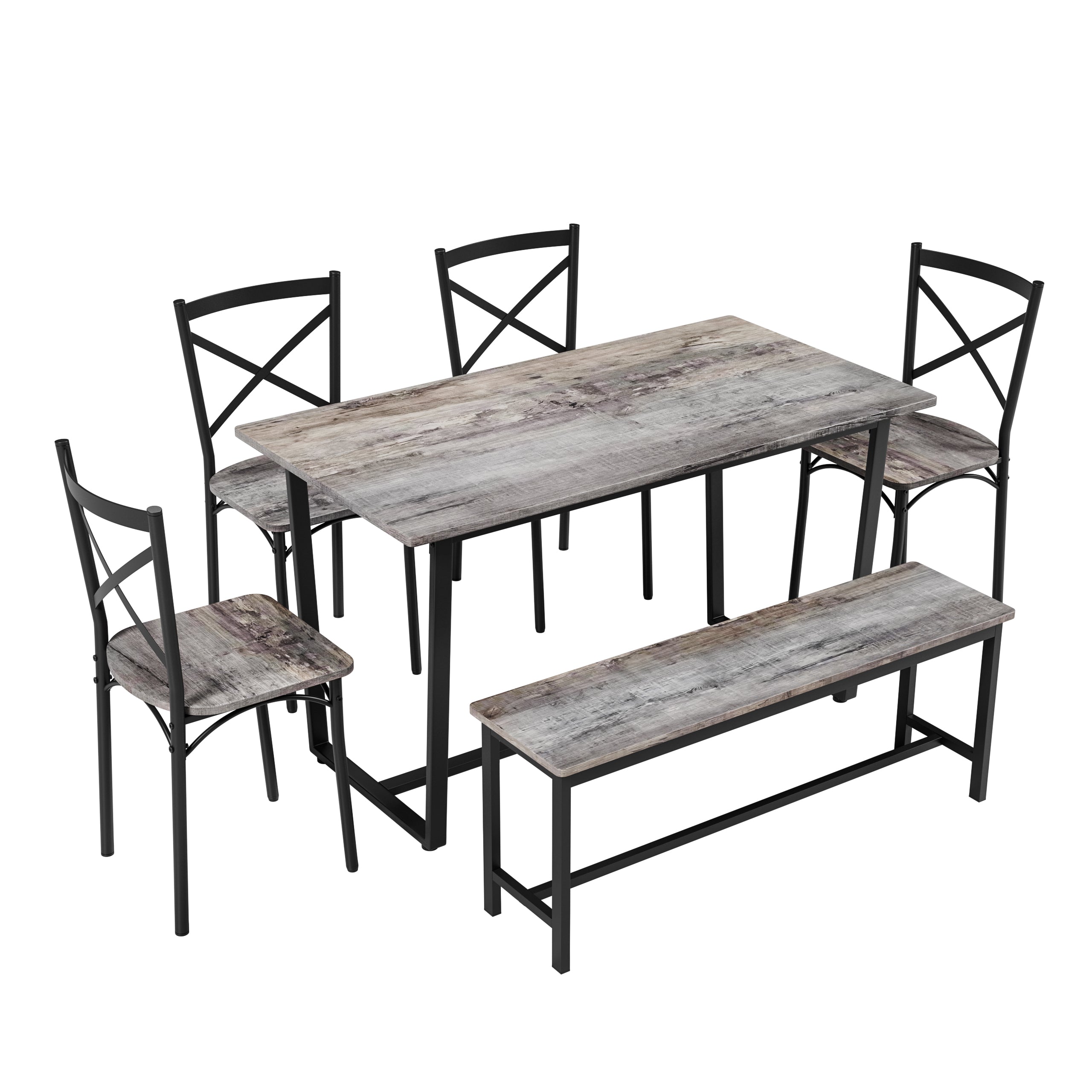 6 Pieces Dining Set 6-Piece Kitchen Table Set Perfect for Kitchen, Breakfast Nook, Living Room Occasions