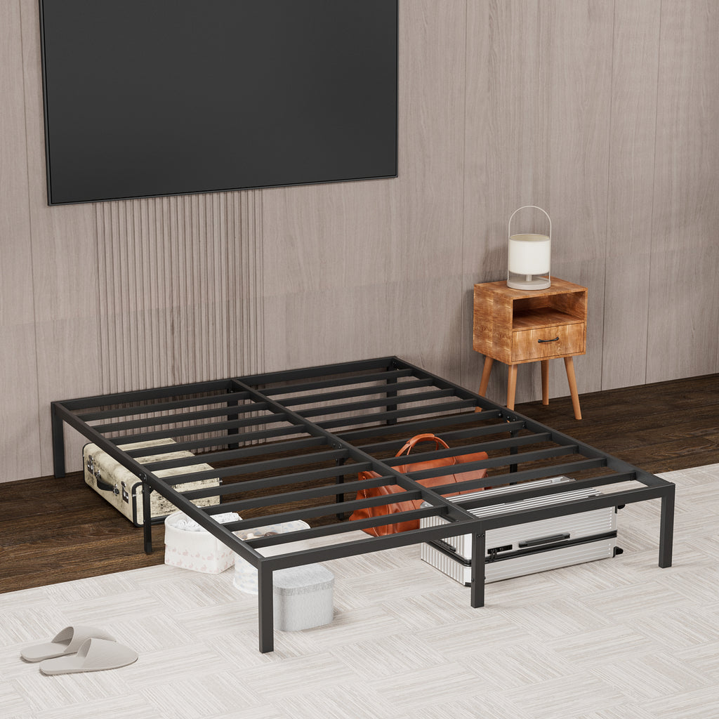 Wave-Headboard Metal Platform Bed