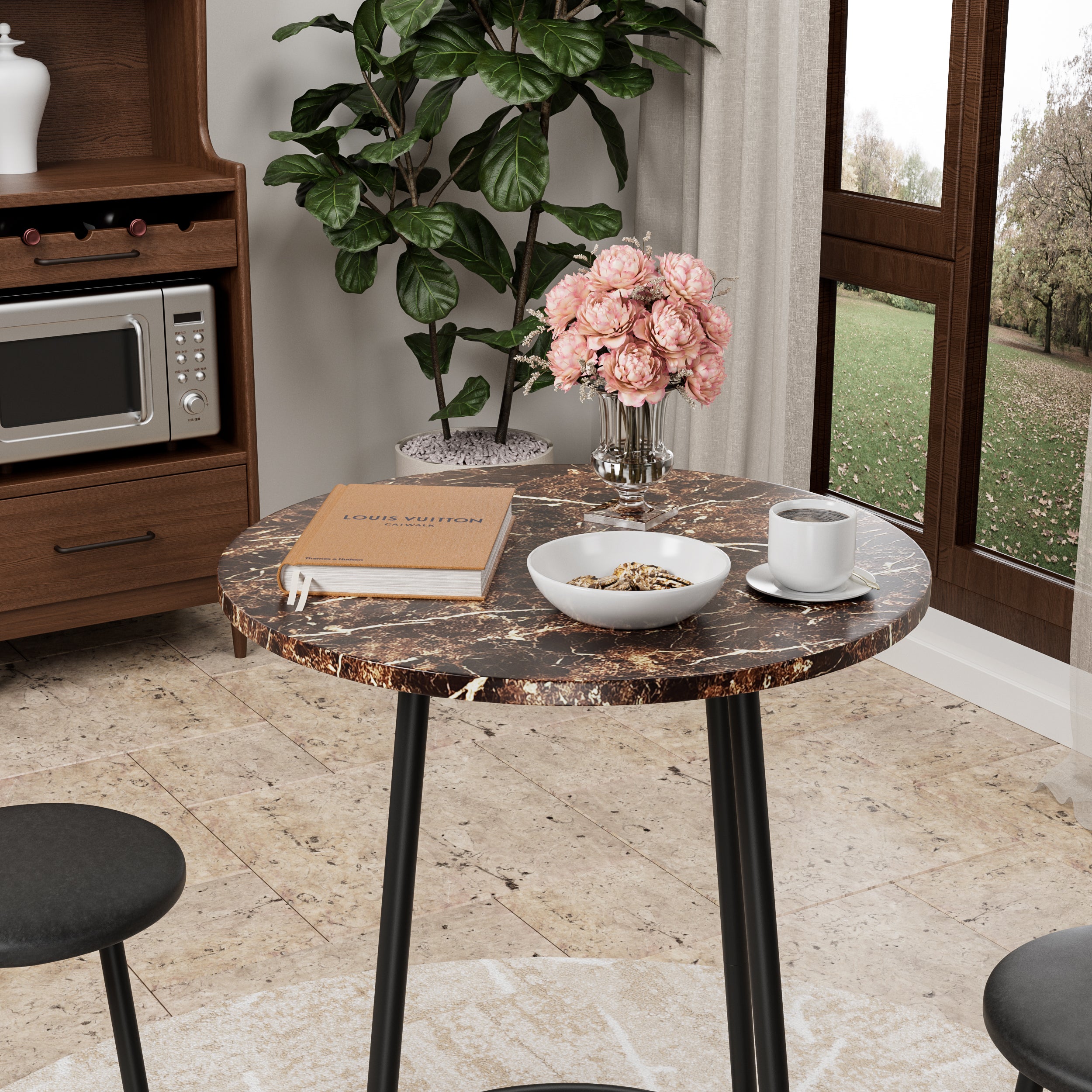 3-Piece Bar Table Set with 2 Bar Stools – Modern Pub Table