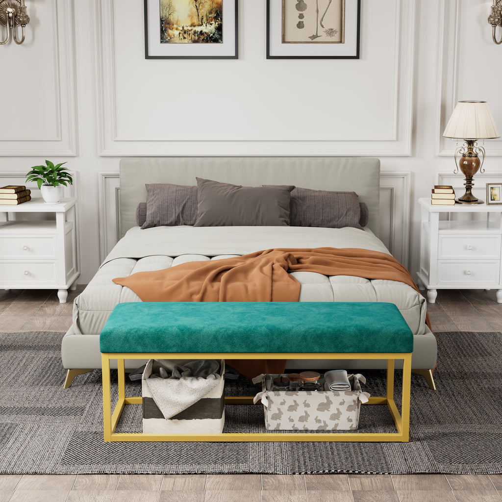 Mid-Century Upholstered Entryway Bench