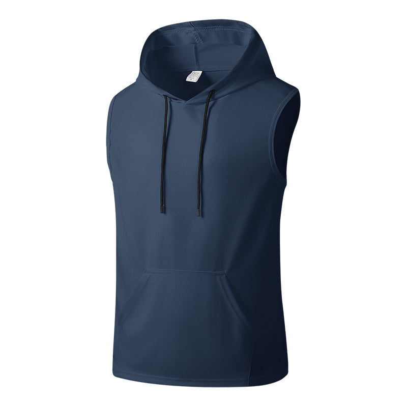 Men's New Summer Hooded Tank Top, Trendy Loose Fit Sleeveless T-Shirt, Quick Dry Breathable Cutoff Vest for Gym Fitness Running Casual Daily Wear