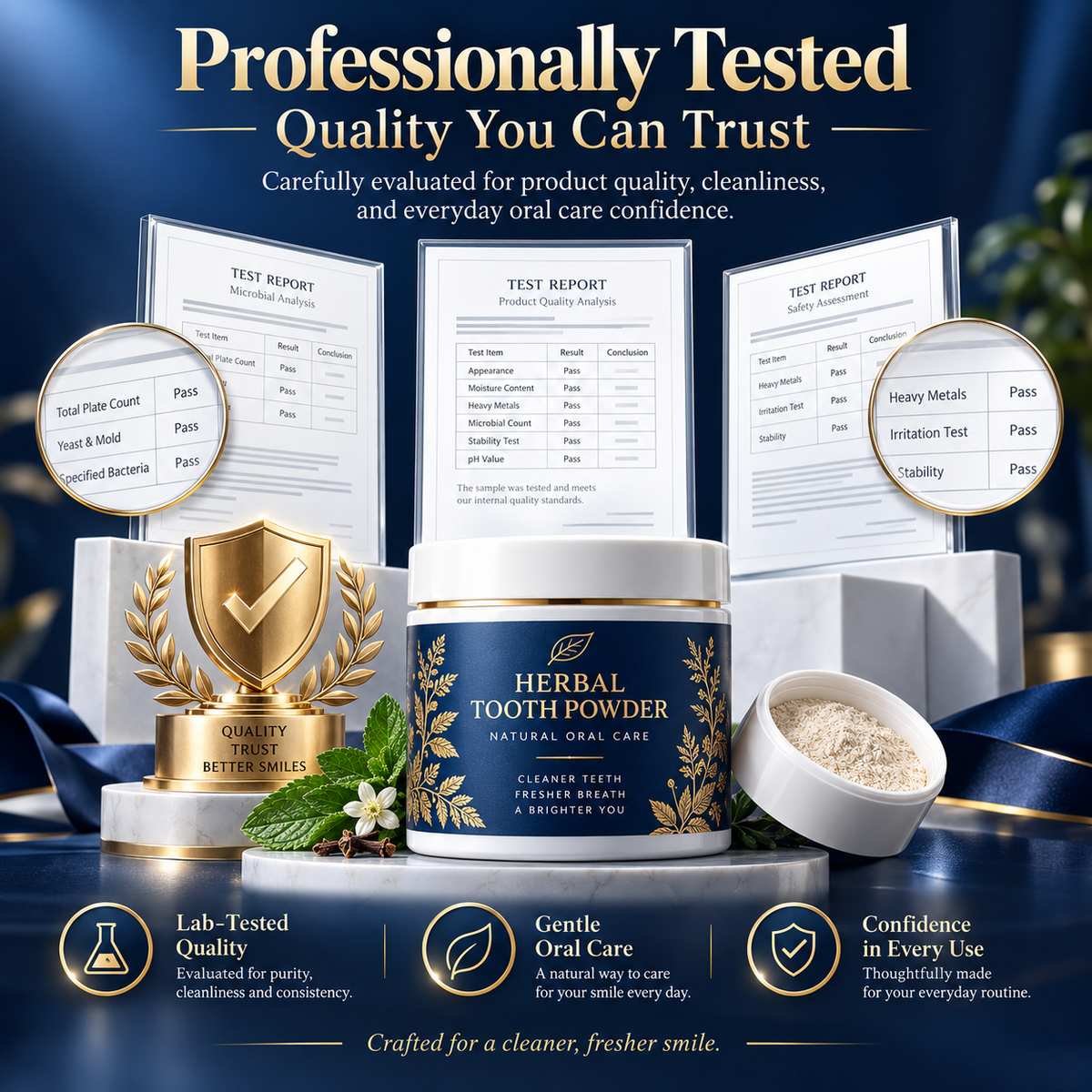 LUVEKON Herbal Tooth Powder for Daily Oral Care – Fresh Breath & Gentle Teeth Cleaning