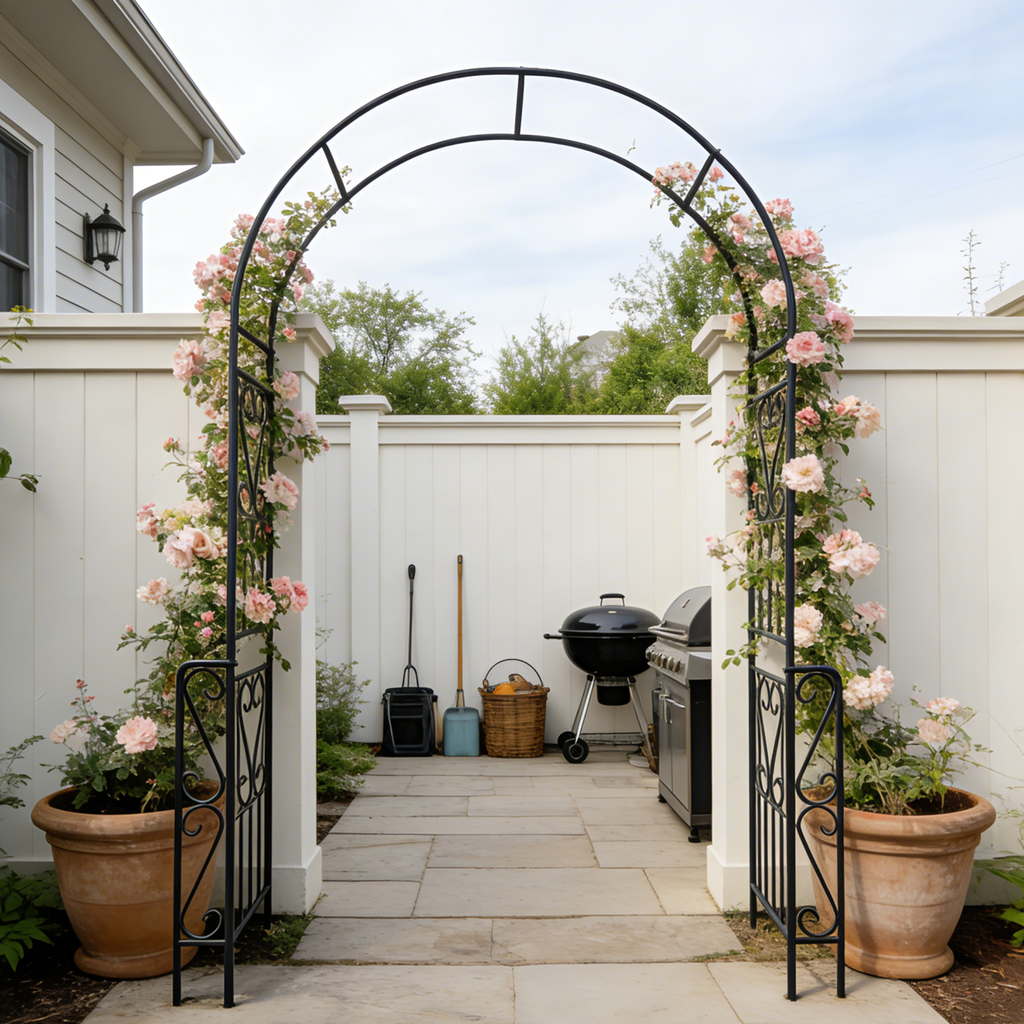 Metal Garden Arch W55'' x H94.5'' Garden Arbor Trellis Climbing Plants Support Rose Arch – view 2