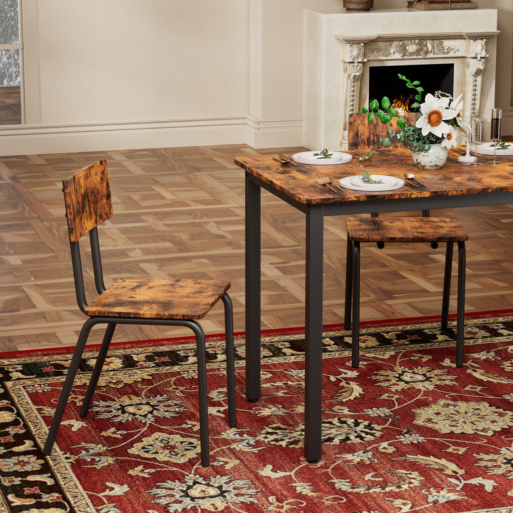 5-Piece Dining Table Set with 4 Chairs, 43" Kitchen Table & Chairs Set for 4, Dining Room Table with Metal Frame & MDF Board, Perfect for Small Space, Easy Clean