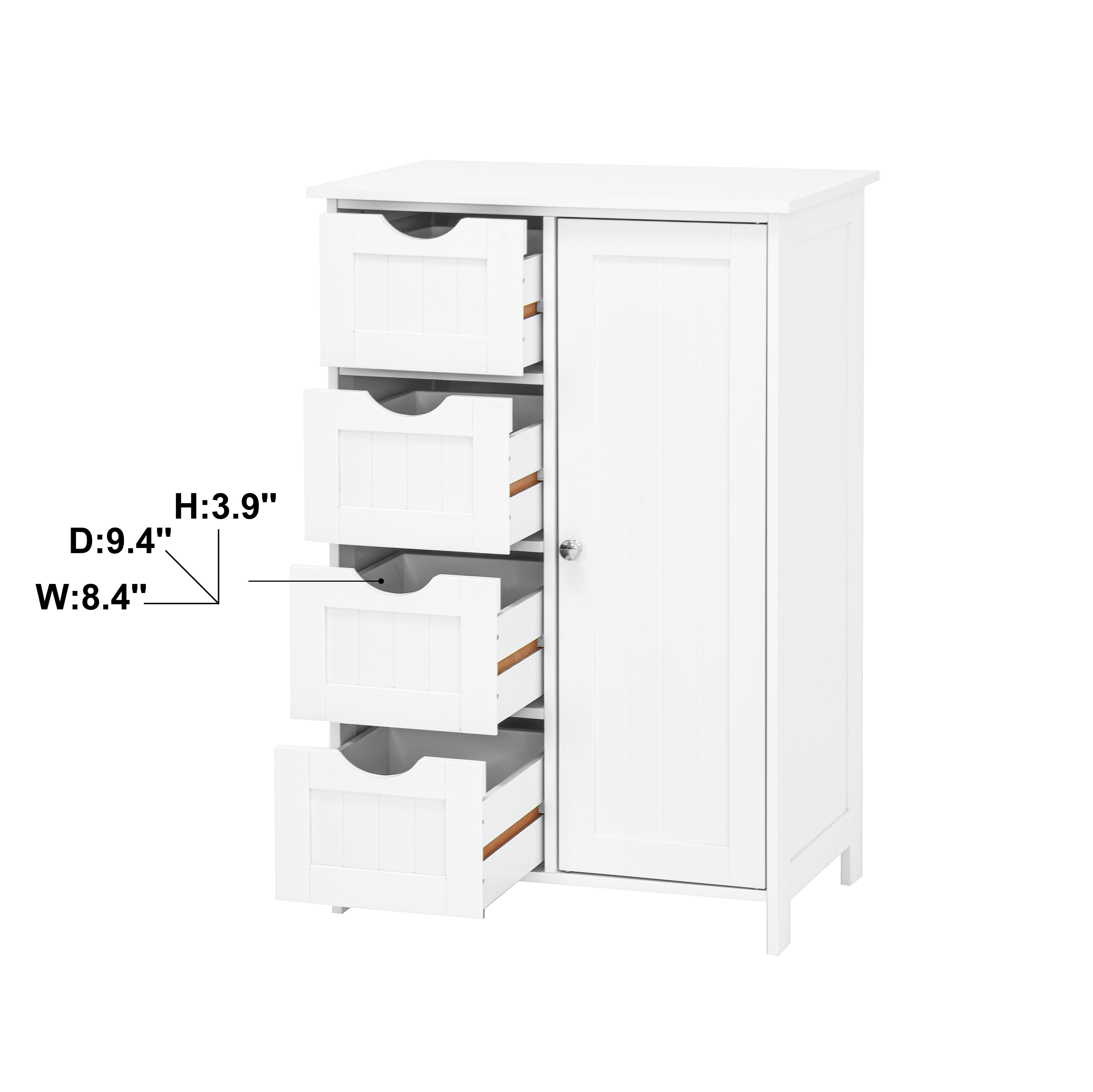 White Bathroom Storage Cabinet, Floor Cabinet with Adjustable Shelf and Drawers – view 4