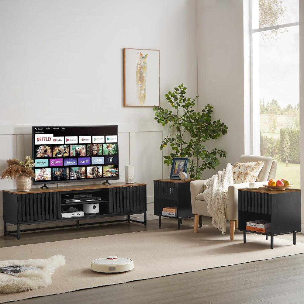63-Inch Slatted Mid-Century TV Stand