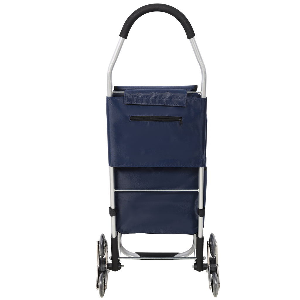 Foldable 40L Shopping Trolley with Removable Waterproof Bag - Stair-Climbing Tri-Wheels Blue