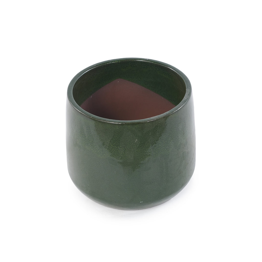 Handmade Solid Glazed Ceramic Planter Set of 4, 14/11/9/7 Inch Diameter, Deep Green – view 9