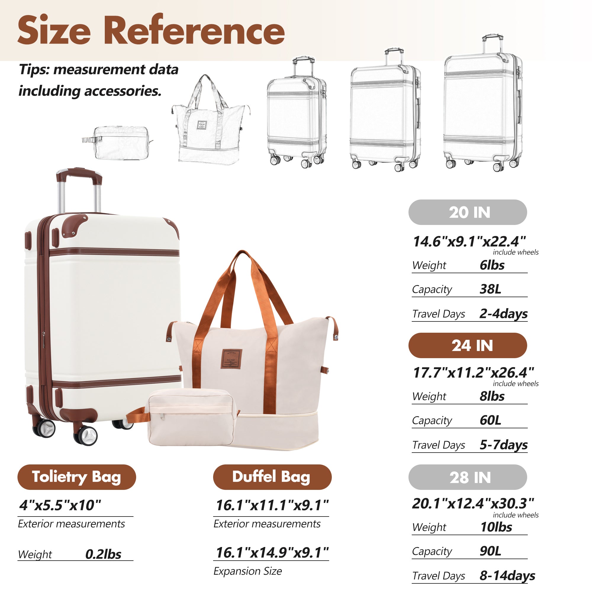 Hardshell Luggage Sets with Bags Lightweight Suitcase Double Spinner Wheels with TSA Lock – view 8