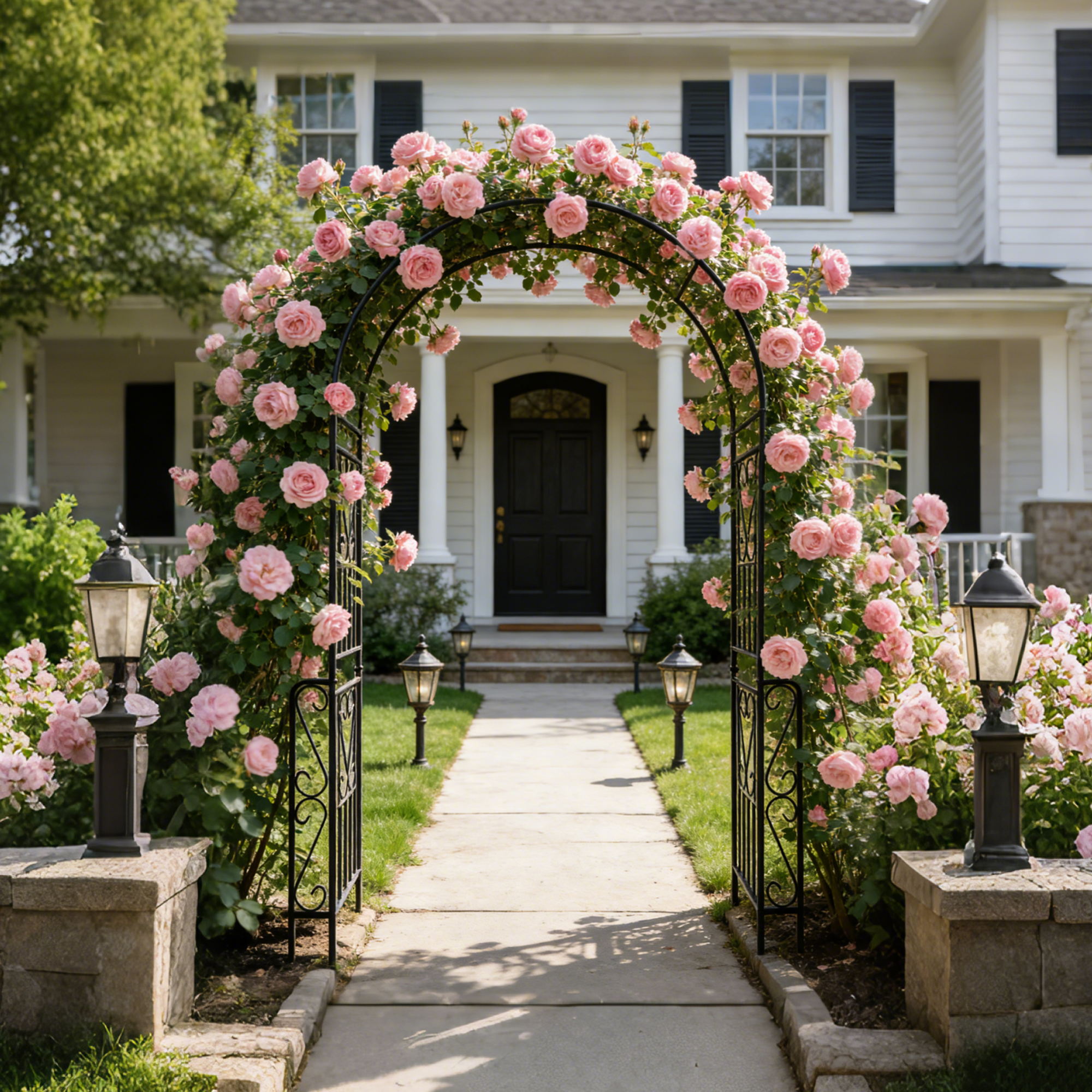 Metal Garden Arch W55'' x H94.5'' Garden Arbor Trellis Climbing Plants Support Rose Arch – view 3