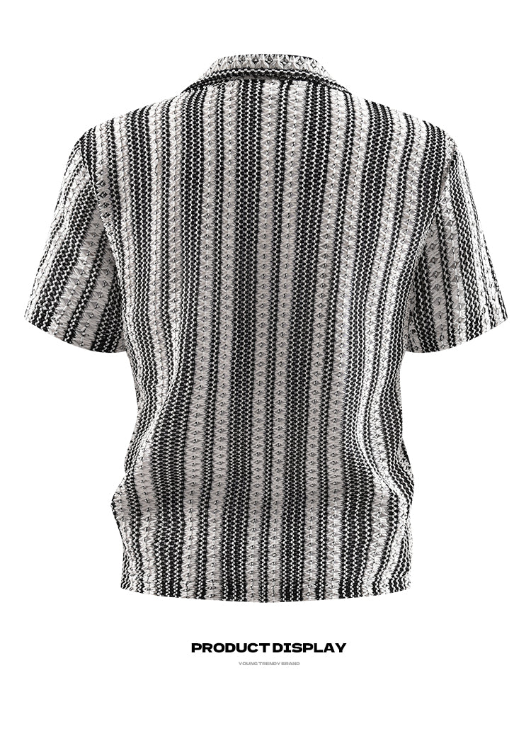 Men's Hollow Out Knit Short Sleeve Shirt Jacket