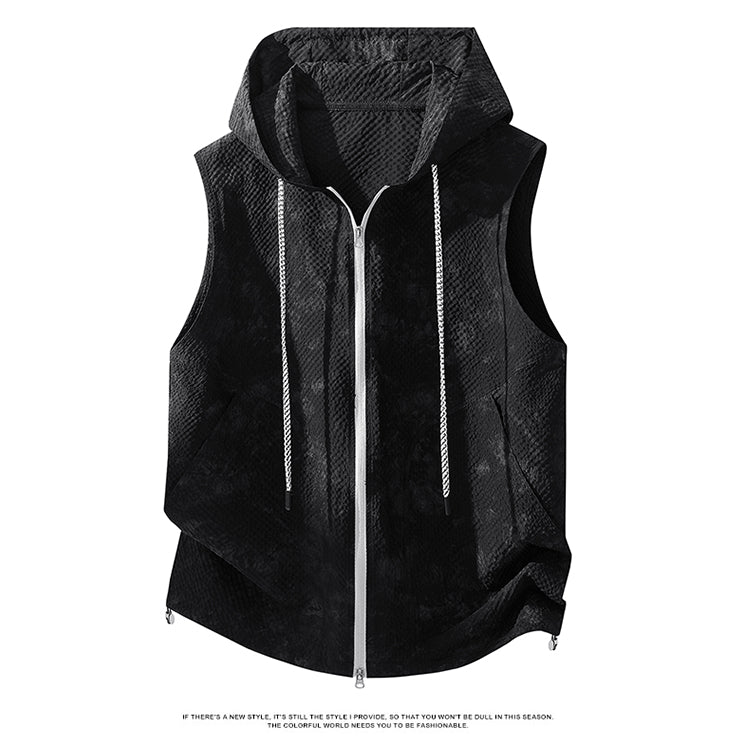 Men's Camouflage Hooded Sleeveless Top, Fashion Casual Loose Tank Top, Comfort Breathable Lightweight Trendy Sleeveless Hoodie