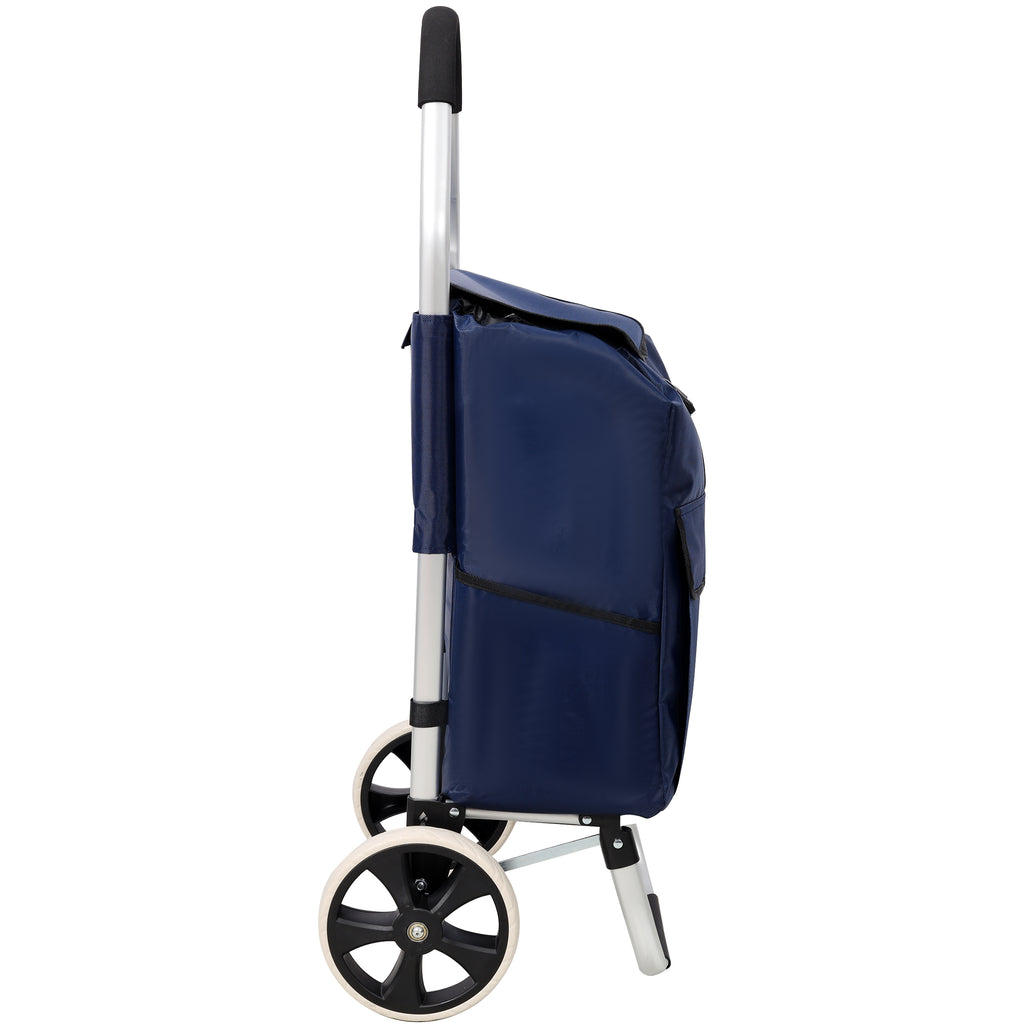 Foldable 40L Shopping Trolley with Removable Waterproof Bag - Standard Wheels Blue