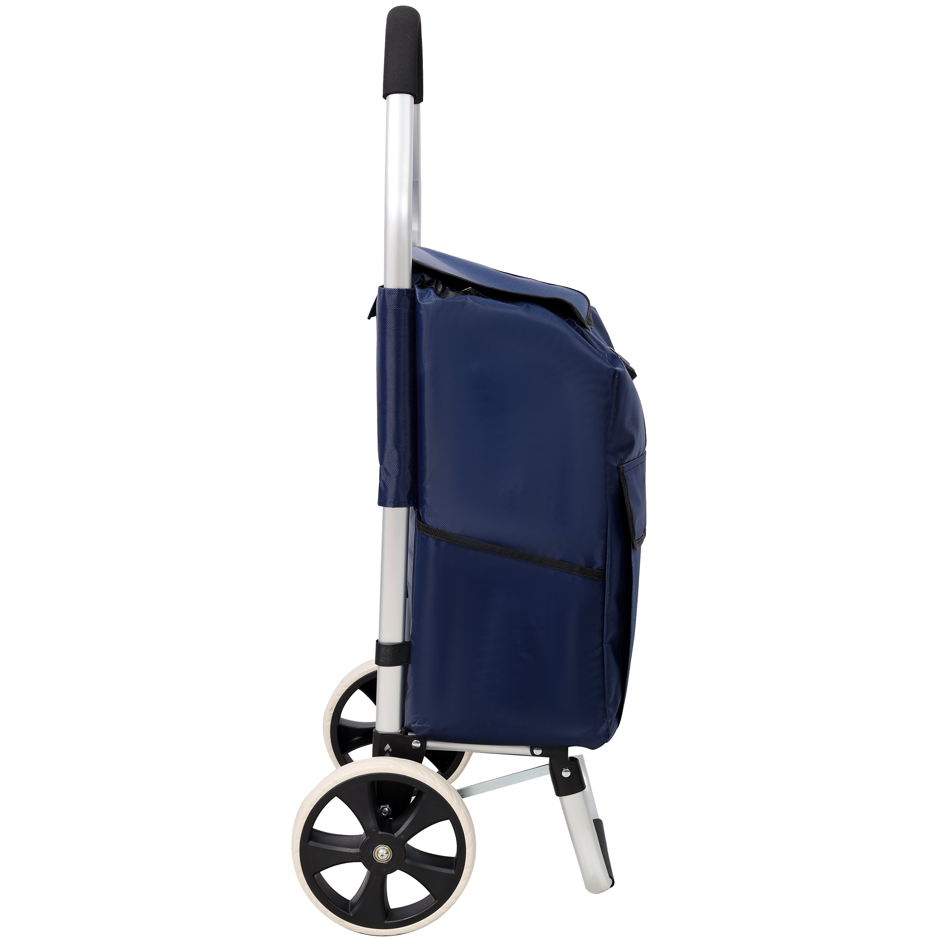 Foldable 40L Shopping Trolley with Removable Waterproof Bag - Standard Wheels Blue