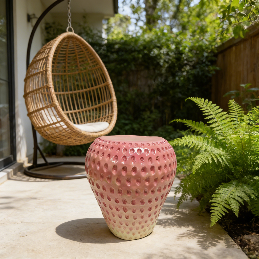 Strawberry Fruit Stool, 13.4" Oversized Resin Stool, Side Table – view 2