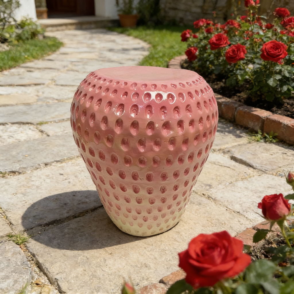 Strawberry Fruit Stool, 13.4" Oversized Resin Stool, Side Table