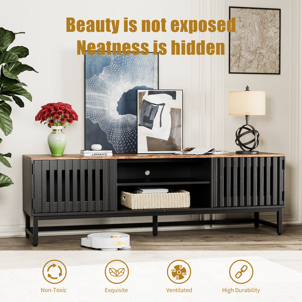 63-Inch Slatted Mid-Century TV Stand