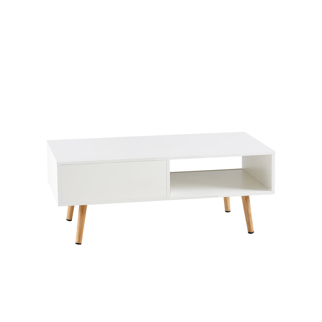 41.34" Rattan Coffee table, sliding door for storage, solid wood legs – view 10