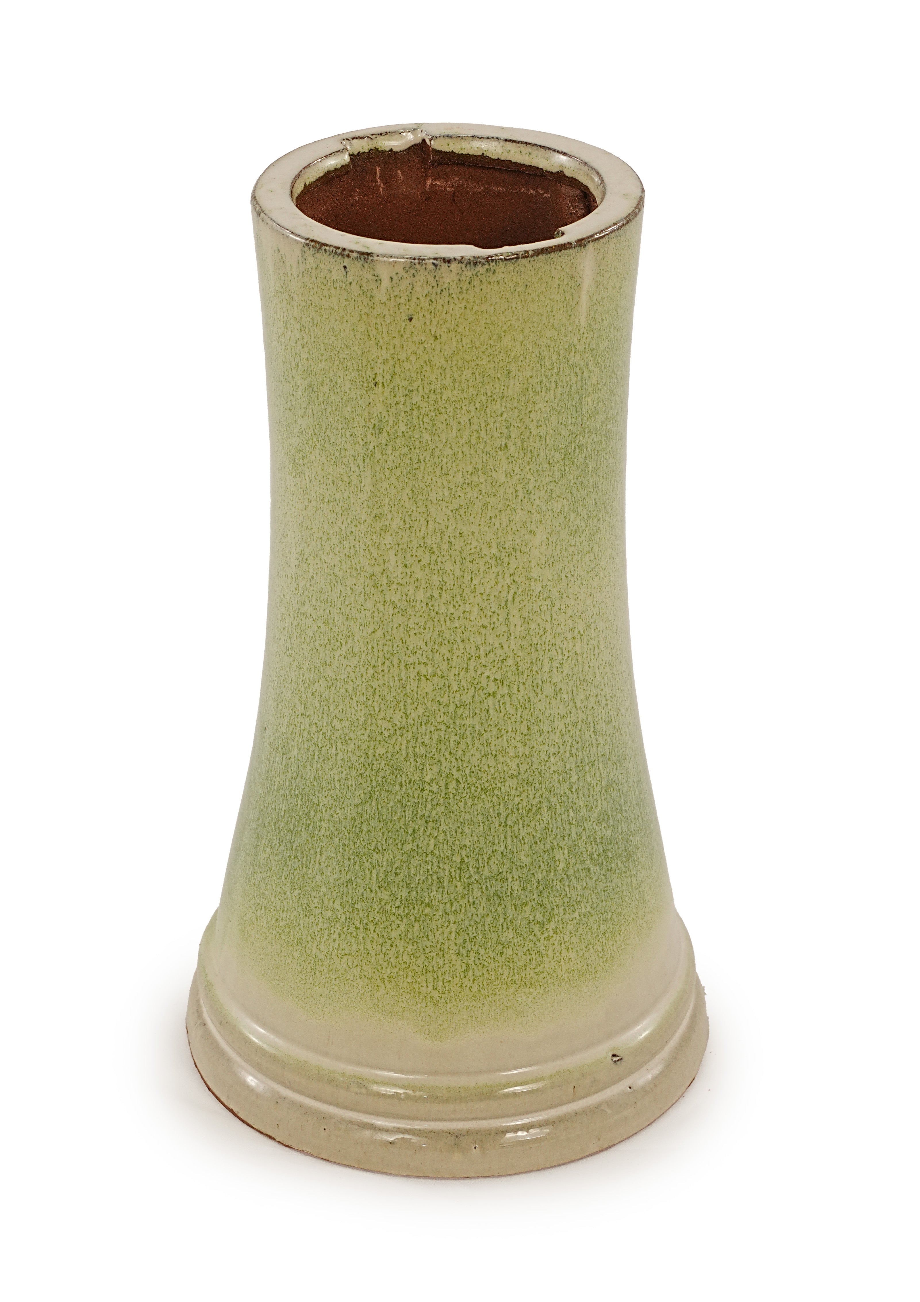 Handmade glazed ceramic bird bath, 17" daisy petal embossed tray & 18" pedestal base, off-white to sage green ombre gradient glaze outdoor bird feeder for yard, lawn, patio & backyard
