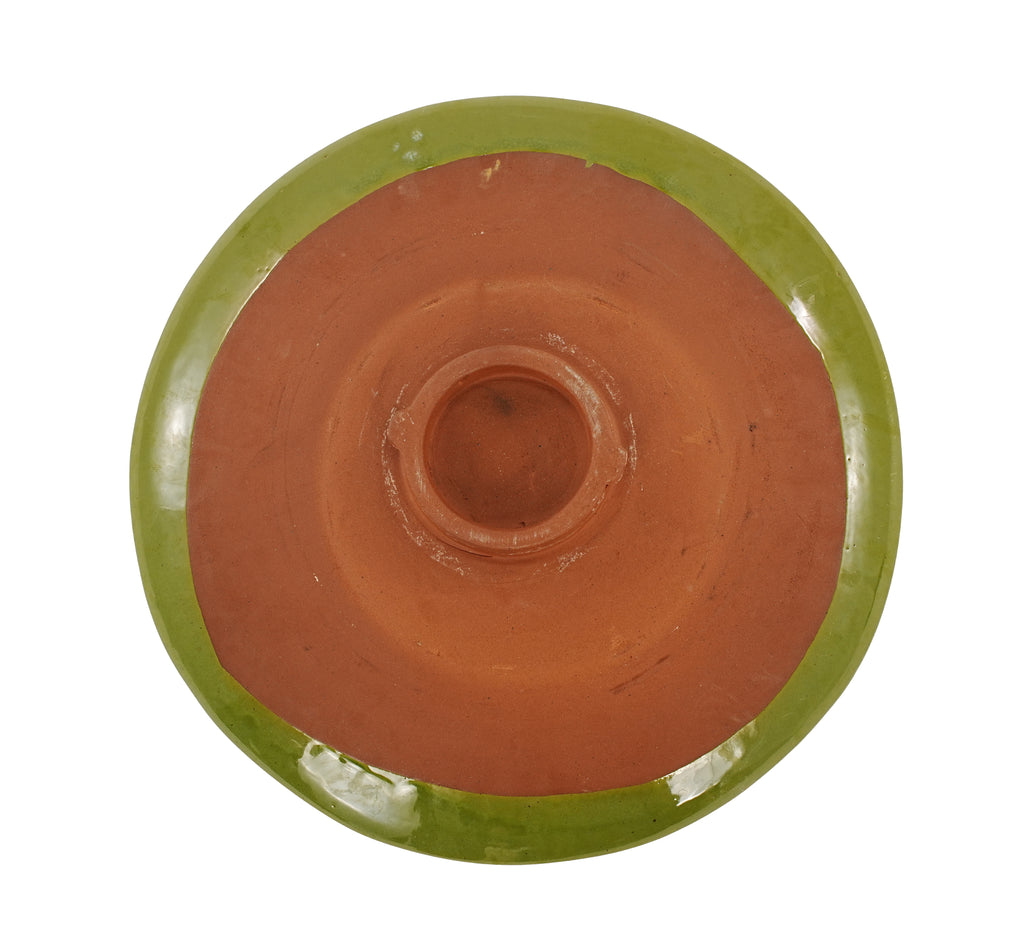 Handmade glazed ceramic bird bath, 17" daisy petal embossed tray & 18" pedestal base, off-white to sage green ombre gradient glaze outdoor bird feeder for yard, lawn, patio & backyard