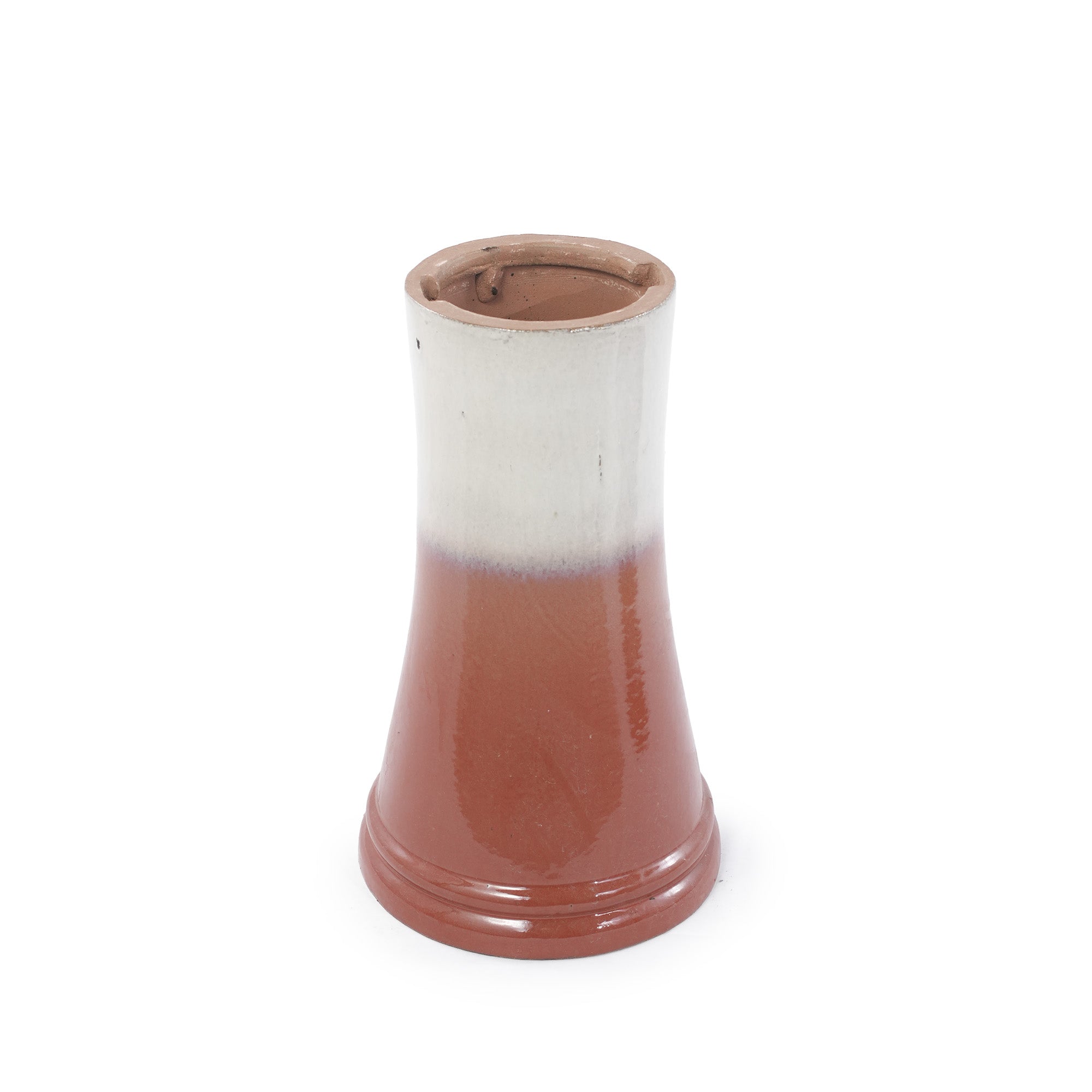 Handmade glazed ceramic bird bath, 17"scalloped tray & 18" pedestal base, rust red off-white gradient glaze outdoor bird feeder for yard, lawn, patio & backyard