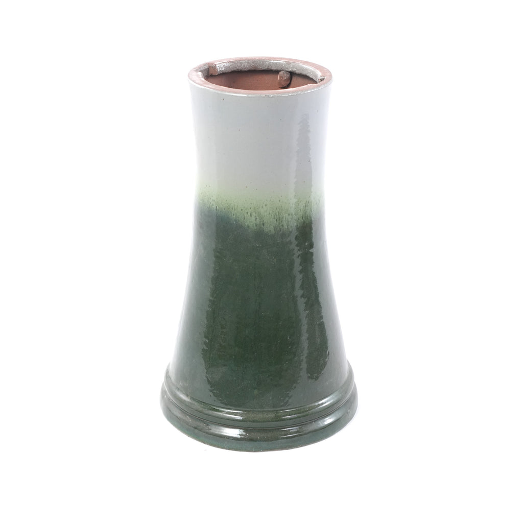 Handmade glazed ceramic bird bath, 17" concentric ripple embossed tray & 18" pedestal base, white to sage green ombre gradient glaze outdoor bird feeder for yard, lawn, patio & backyard