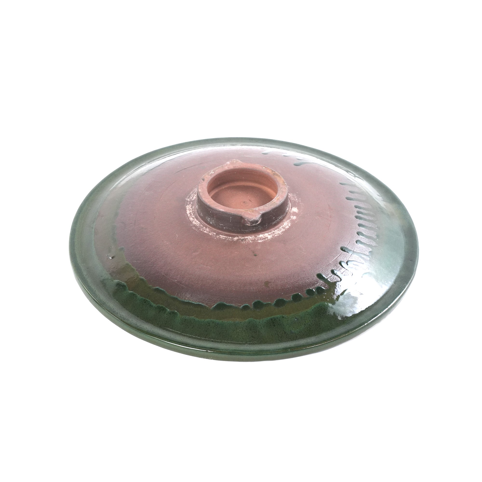 Handmade glazed ceramic bird bath, 17" concentric ripple embossed tray & 18" pedestal base, white to sage green ombre gradient glaze outdoor bird feeder for yard, lawn, patio & backyard