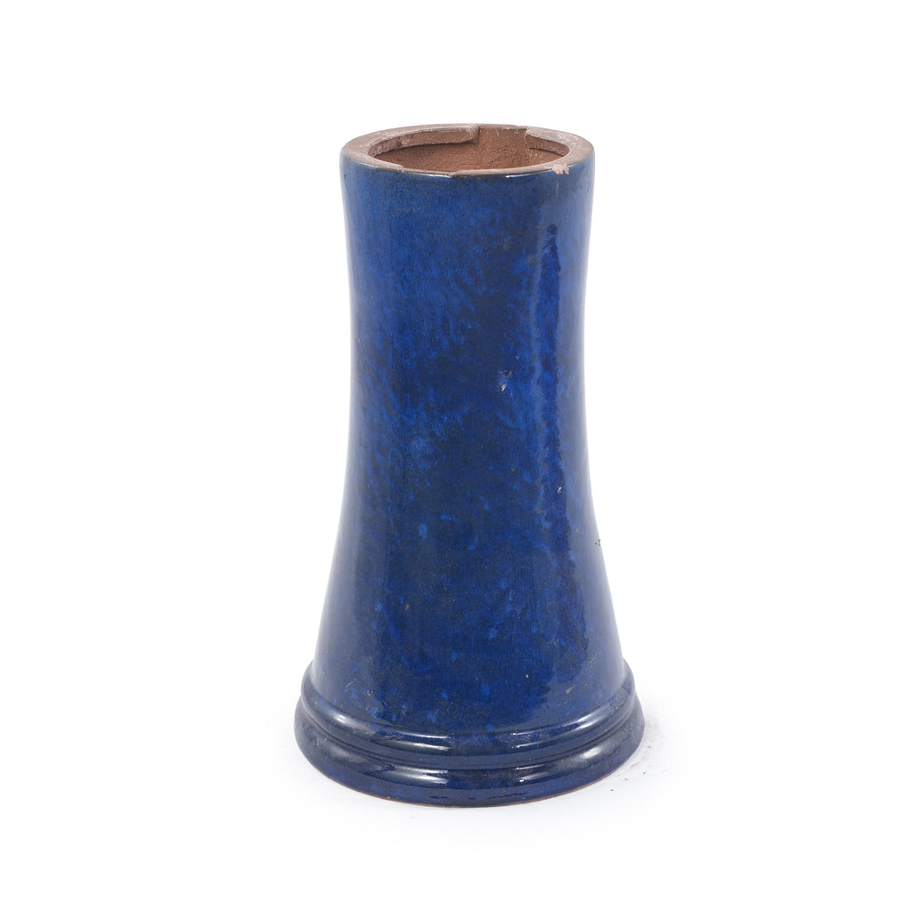 Handmade glazed ceramic bird bath, 17" concentric lotus embossed tray & 18" pedestal base, deep blue pale white gradient glaze outdoor bird feeder for yard, lawn, patio & backyard