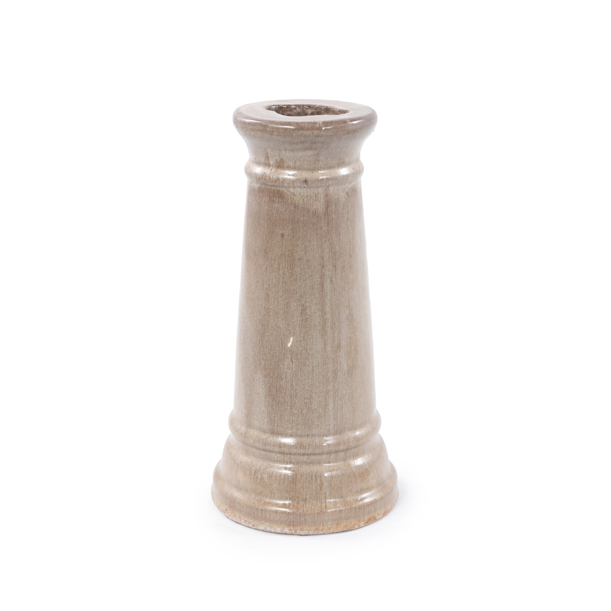 Ceramic Bird Bath for Outdoor Garden, 12.2 Inch Diameter Pedestal Birdbath, Vintage Khaki Glazed Tall Bird Bath Bowl, Backyard Patio Yard Wild Bird Water Feeder Decor
