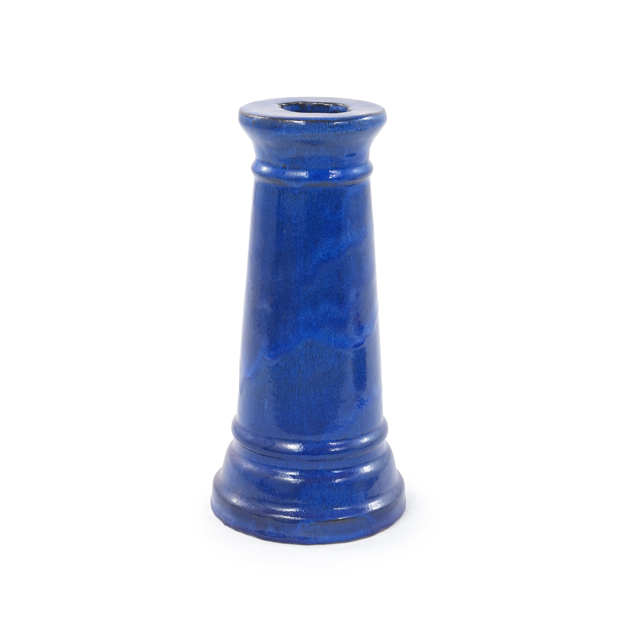 Ceramic Pedestal Bird Bath for Outdoor Garden, 12.2 Inch Diameter Vintage Sapphire Blue Birdbath, Tall Backyard Patio Wild Bird Water Feeder Yard Decor